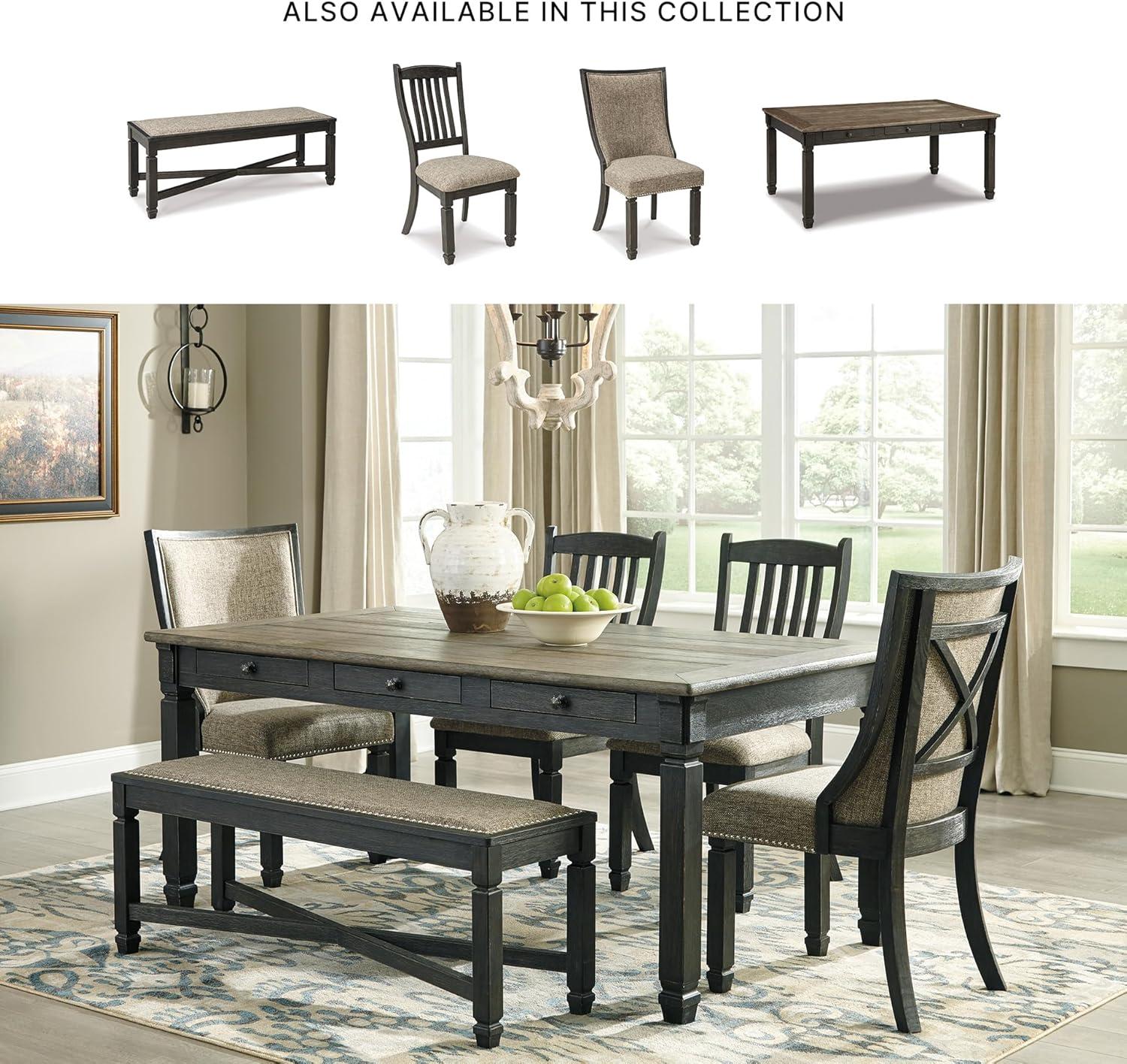 imageSignature Design by Ashley Tyler Creek Urban Farmhouse Counter Height Upholstered Dining Bench Almost BlackDarkwash