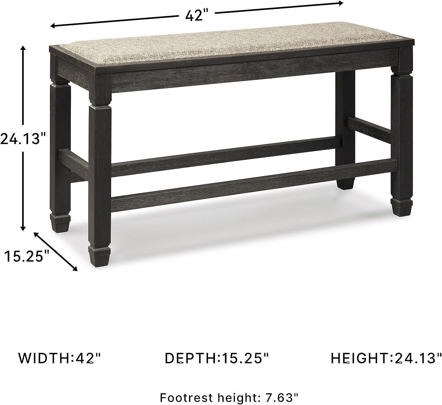 imageSignature Design by Ashley Tyler Creek Urban Farmhouse Counter Height Upholstered Dining Bench Almost BlackDarkwash