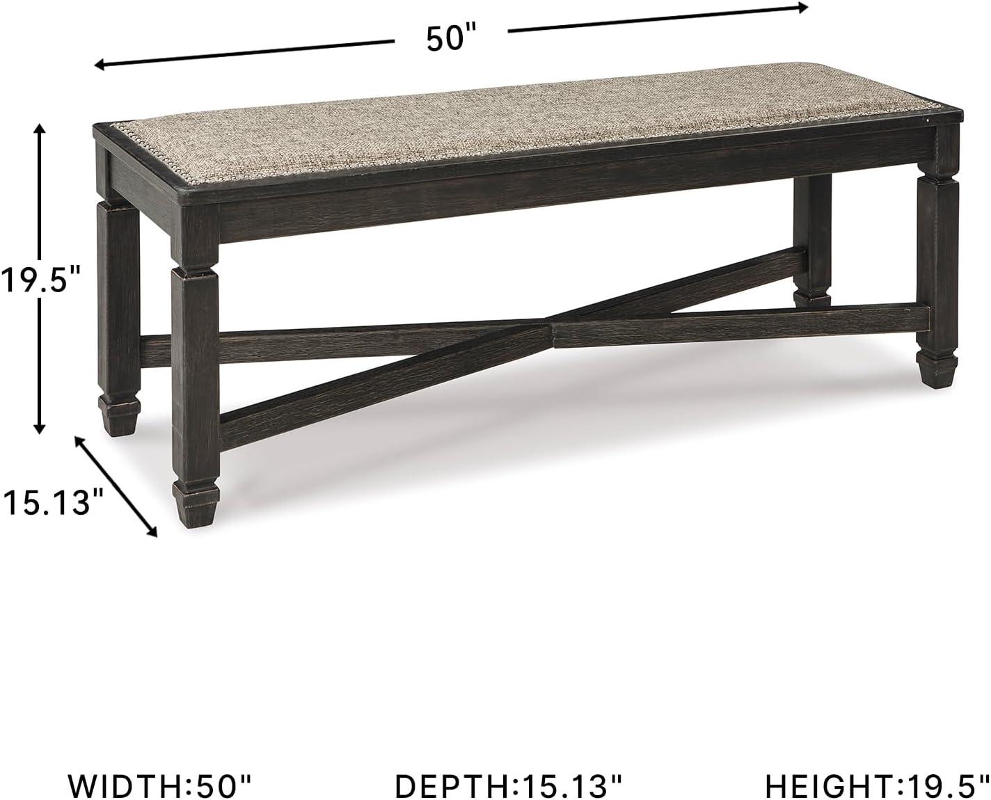 imageSignature Design by Ashley Tyler Creek Urban Farmhouse Counter Height Upholstered Dining Bench Almost BlackDarkwash