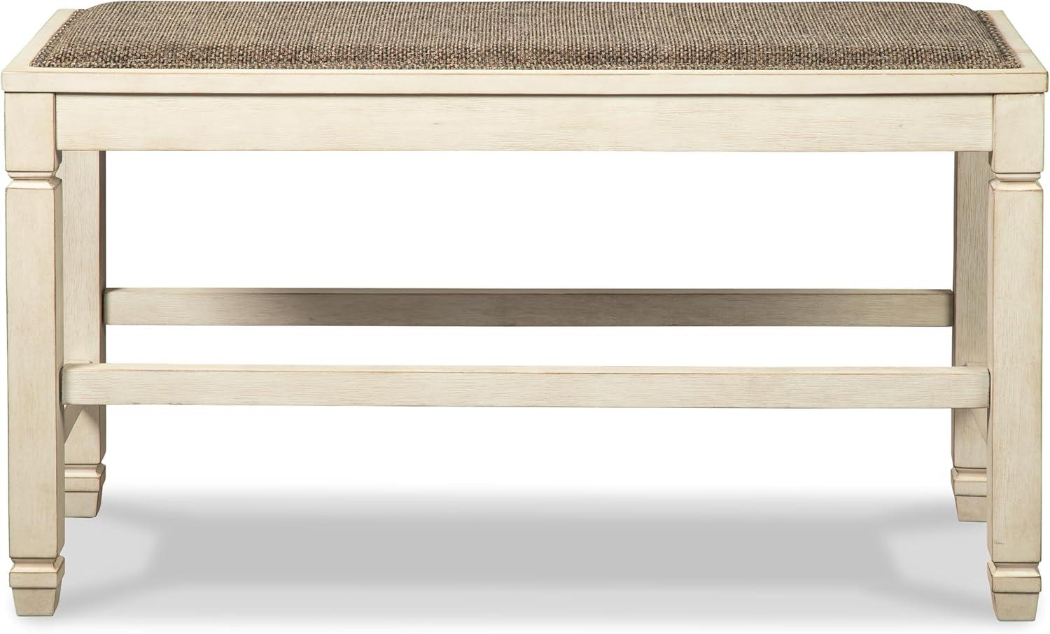 imageSignature Design by Ashley Tyler Creek Urban Farmhouse Counter Height Upholstered Dining Bench Almost BlackWhitewash