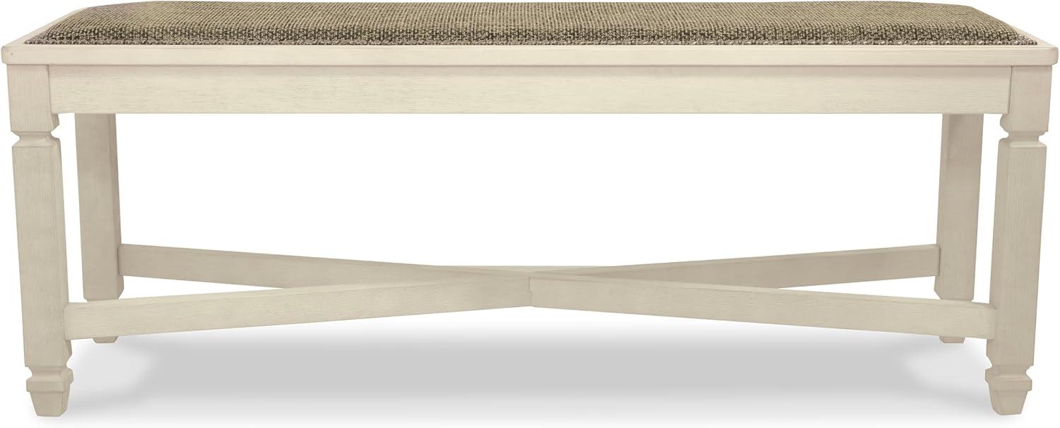 imageSignature Design by Ashley Tyler Creek Urban Farmhouse Counter Height Upholstered Dining Bench Almost BlackWhitewash