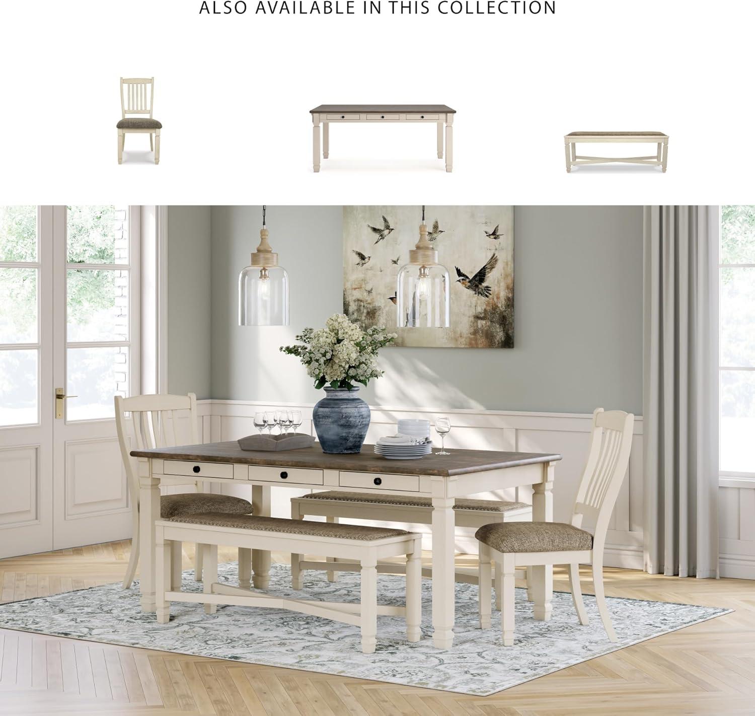 imageSignature Design by Ashley Tyler Creek Urban Farmhouse Counter Height Upholstered Dining Bench Almost BlackWhitewash