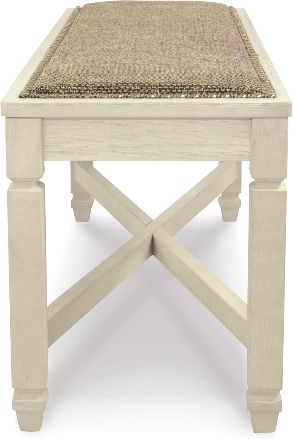 imageSignature Design by Ashley Tyler Creek Urban Farmhouse Counter Height Upholstered Dining Bench Almost BlackWhitewash