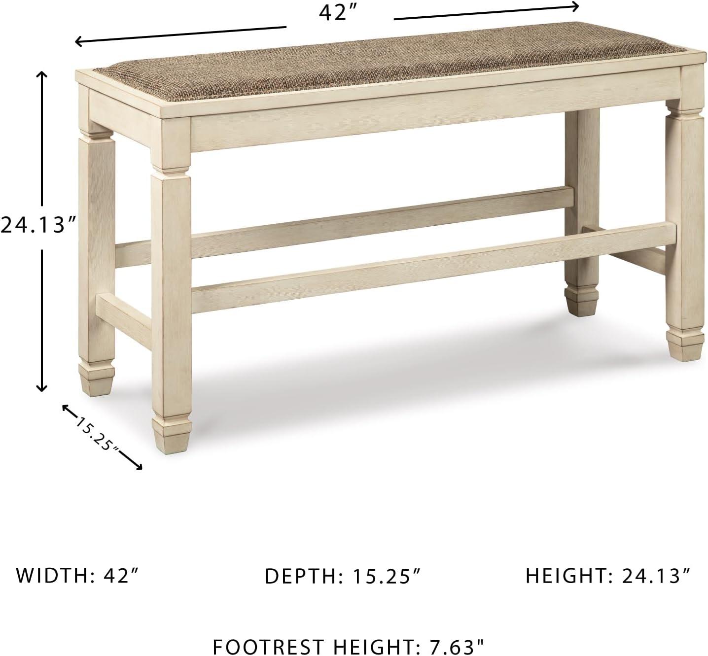 imageSignature Design by Ashley Tyler Creek Urban Farmhouse Counter Height Upholstered Dining Bench Almost BlackWhitewash