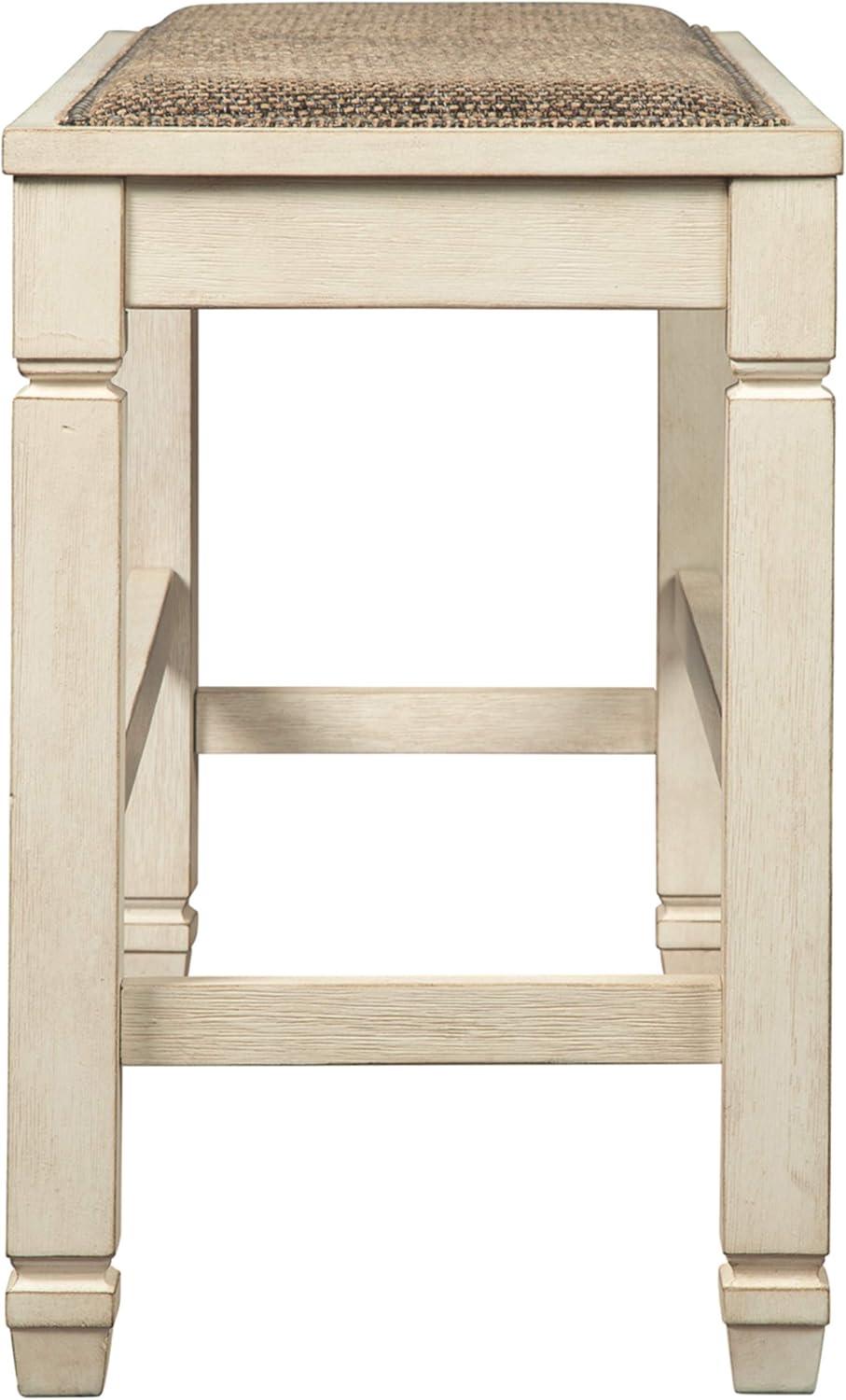 imageSignature Design by Ashley Tyler Creek Urban Farmhouse Counter Height Upholstered Dining Bench Almost BlackWhitewash