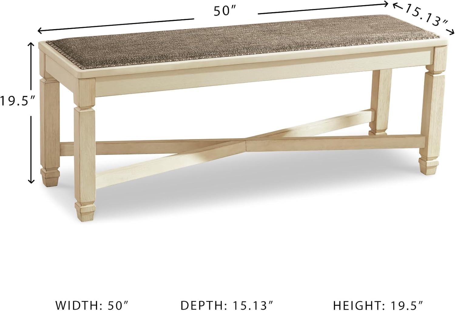 imageSignature Design by Ashley Tyler Creek Urban Farmhouse Counter Height Upholstered Dining Bench Almost BlackWhitewash