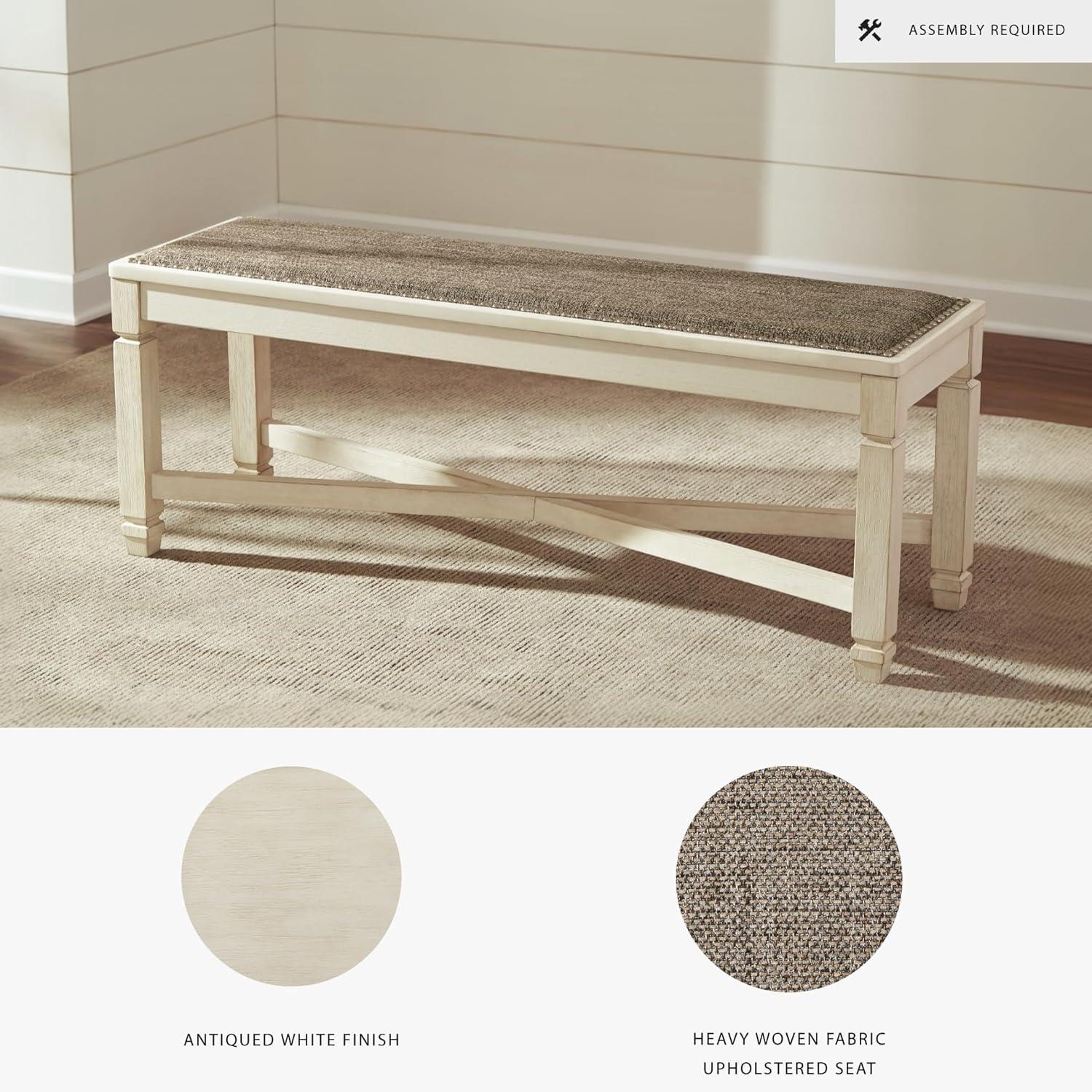 imageSignature Design by Ashley Tyler Creek Urban Farmhouse Counter Height Upholstered Dining Bench Almost BlackWhitewash