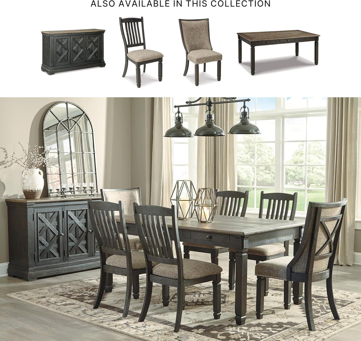 imageSignature Design by Ashley Tyler Creek Vintage Casual Dining Room Buffet Cabinet or Server with 3 Doors and Lattice Design Wood 36quot High Black ampamp Gray