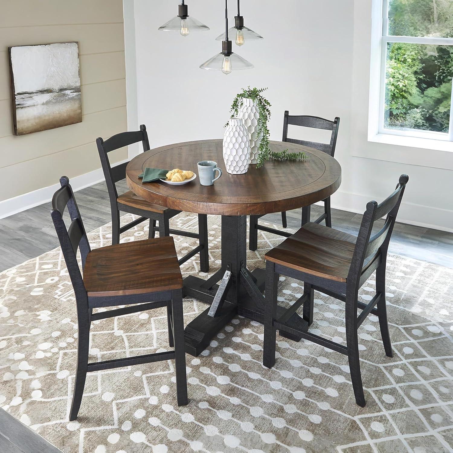 imageSignature Design by Ashley Valebeck Casual Rustic Counter Height Bar Stool with Contoured Seat and Footrest Set of 2 Wood 24quot High Black ampamp Dark Brown