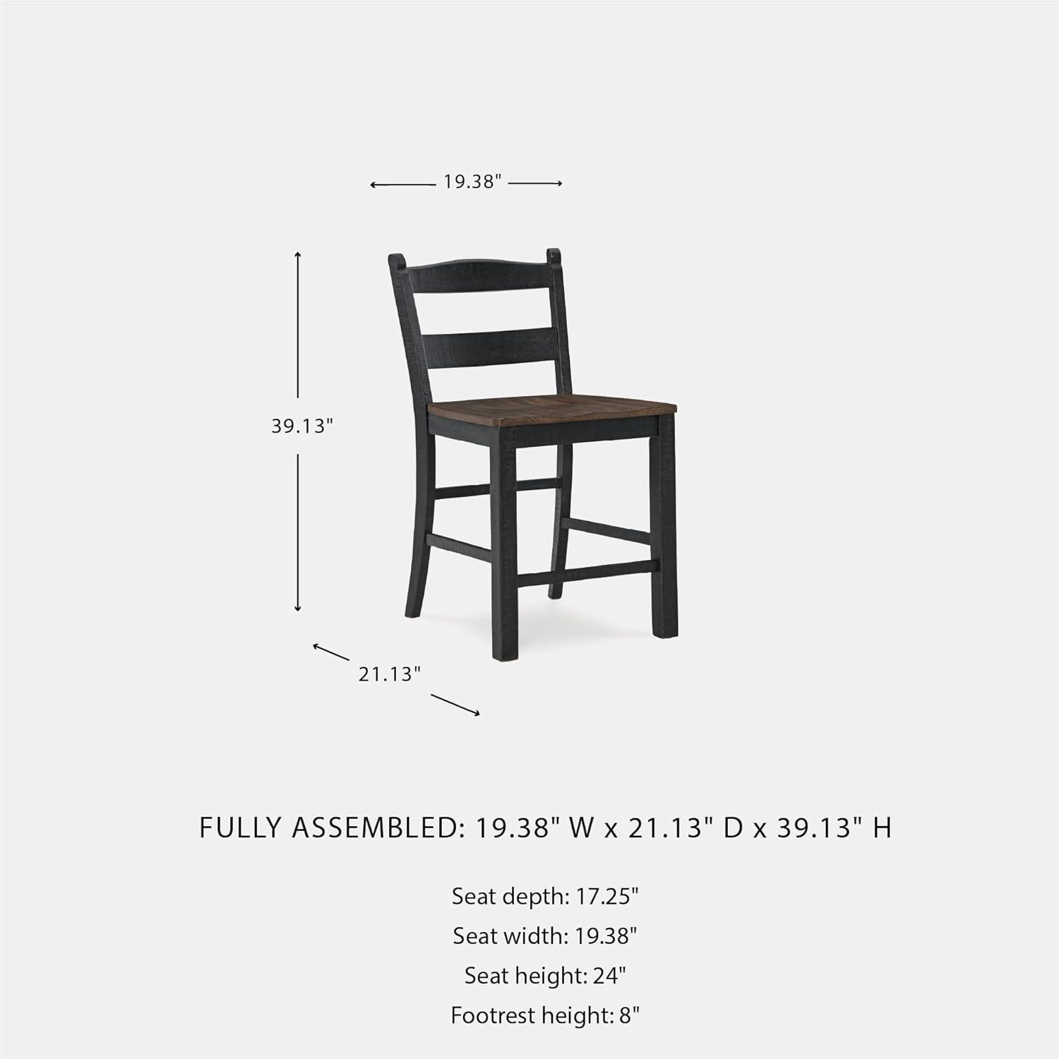 imageSignature Design by Ashley Valebeck Casual Rustic Counter Height Bar Stool with Contoured Seat and Footrest Set of 2 Wood 24quot High Black ampamp Dark Brown