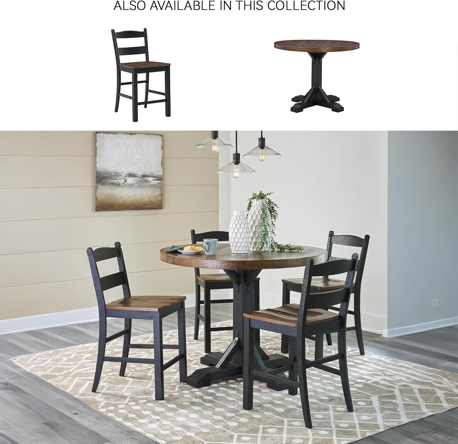imageSignature Design by Ashley Valebeck Casual Rustic Counter Height Bar Stool with Contoured Seat and Footrest Set of 2 Wood 24quot High Black ampamp Dark Brown
