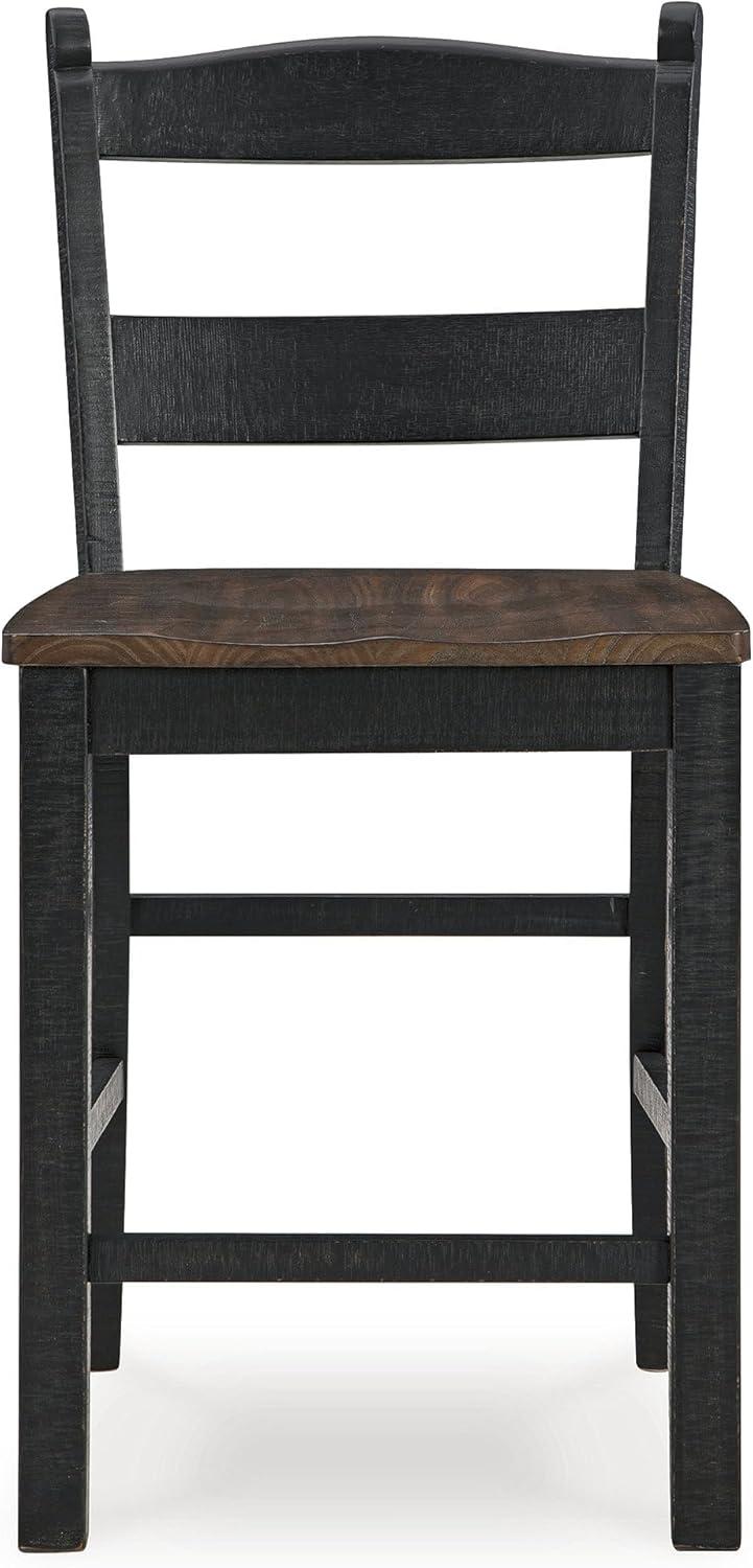 imageSignature Design by Ashley Valebeck Casual Rustic Counter Height Bar Stool with Contoured Seat and Footrest Set of 2 Wood 24quot High Black ampamp Dark Brown