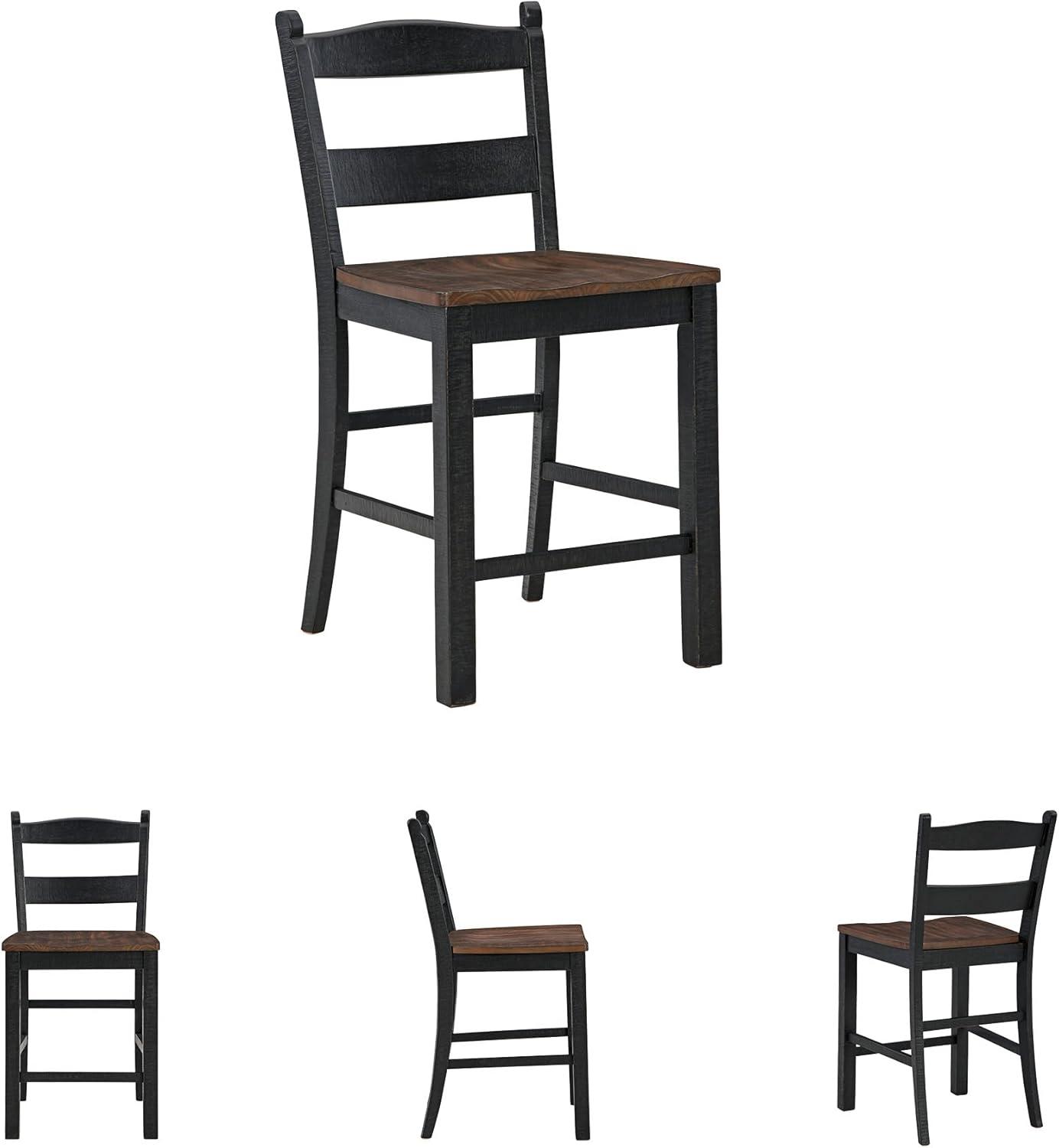 imageSignature Design by Ashley Valebeck Casual Rustic Counter Height Bar Stool with Contoured Seat and Footrest Set of 2 Wood 24quot High Black ampamp Dark Brown