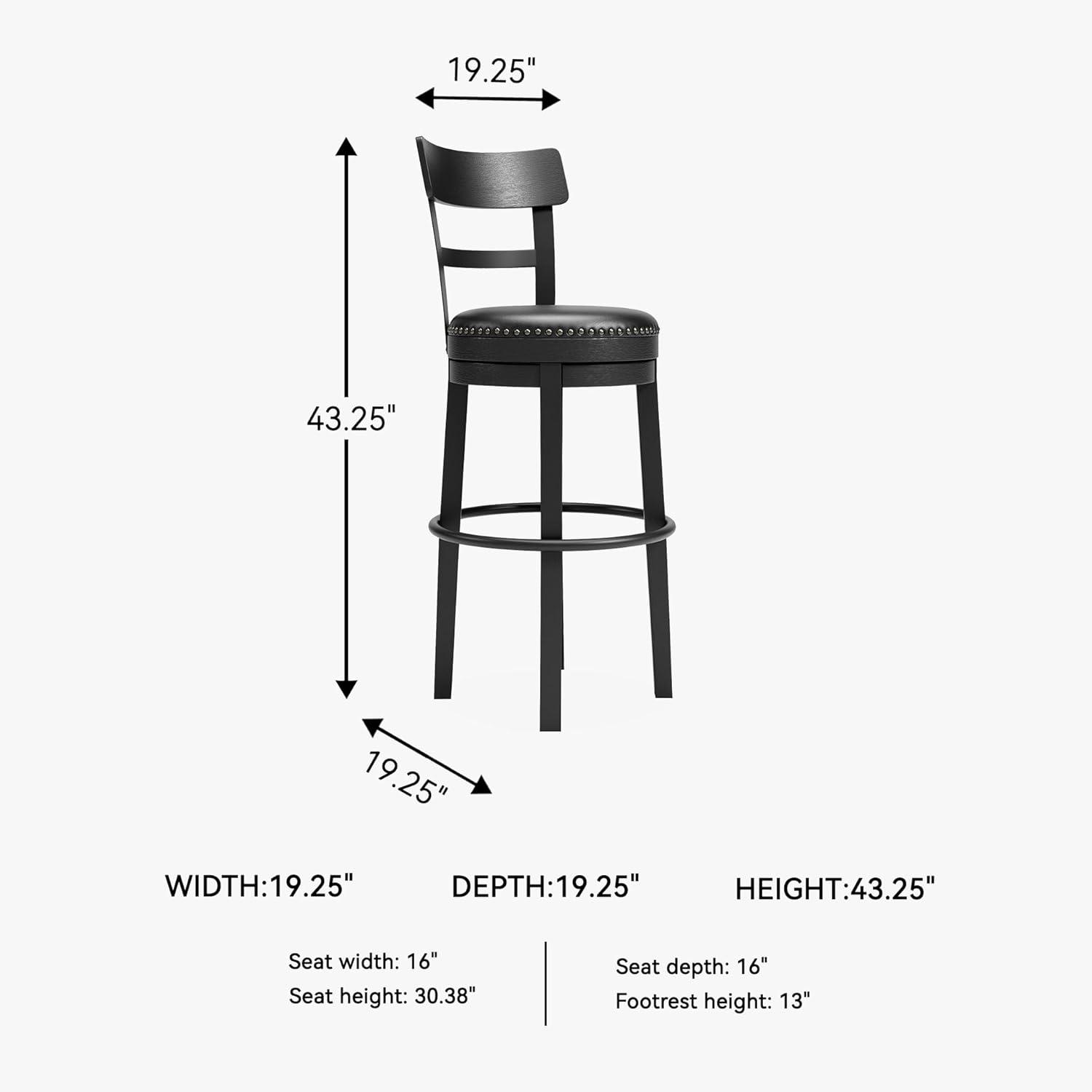 imageSignature Design by Ashley Valebeck Casual Upholstered Swivel Stool Round Metal Footrest Nailhead Trim Detail Wood 24quot White ampamp BlackBlack