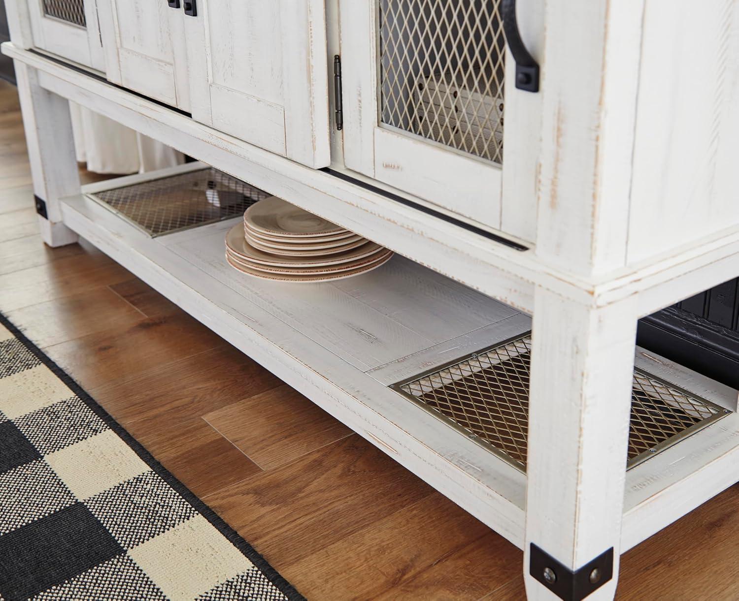 imageSignature Design by Ashley Valebeck Farmhouse Dining Room Server or Buffet Cabinet White ampamp BrownCabinet