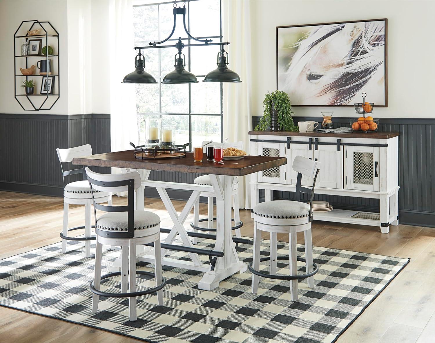 imageSignature Design by Ashley Valebeck Farmhouse Dining Room Server or Buffet Cabinet White ampamp BrownCabinet