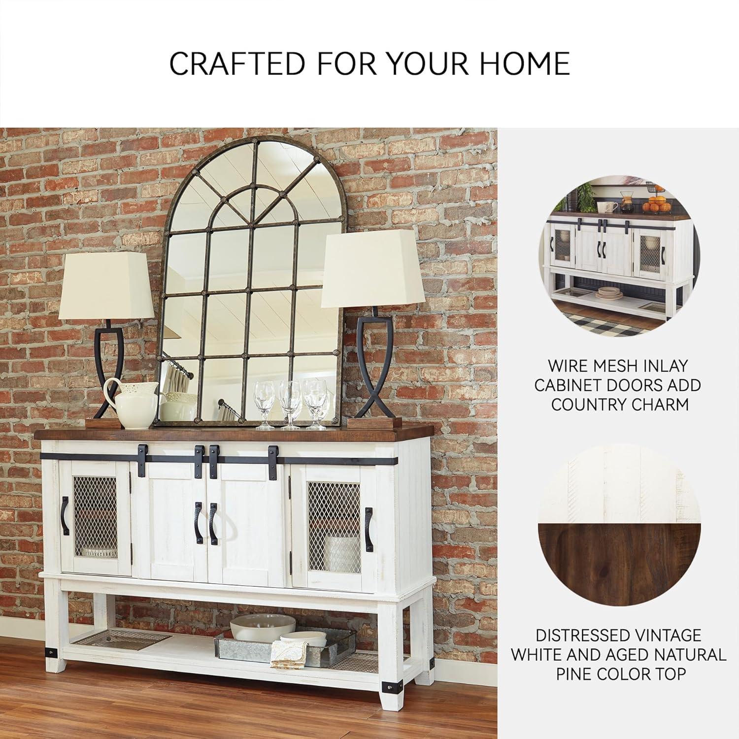 imageSignature Design by Ashley Valebeck Farmhouse Dining Room Server or Buffet Cabinet White ampamp BrownCabinet