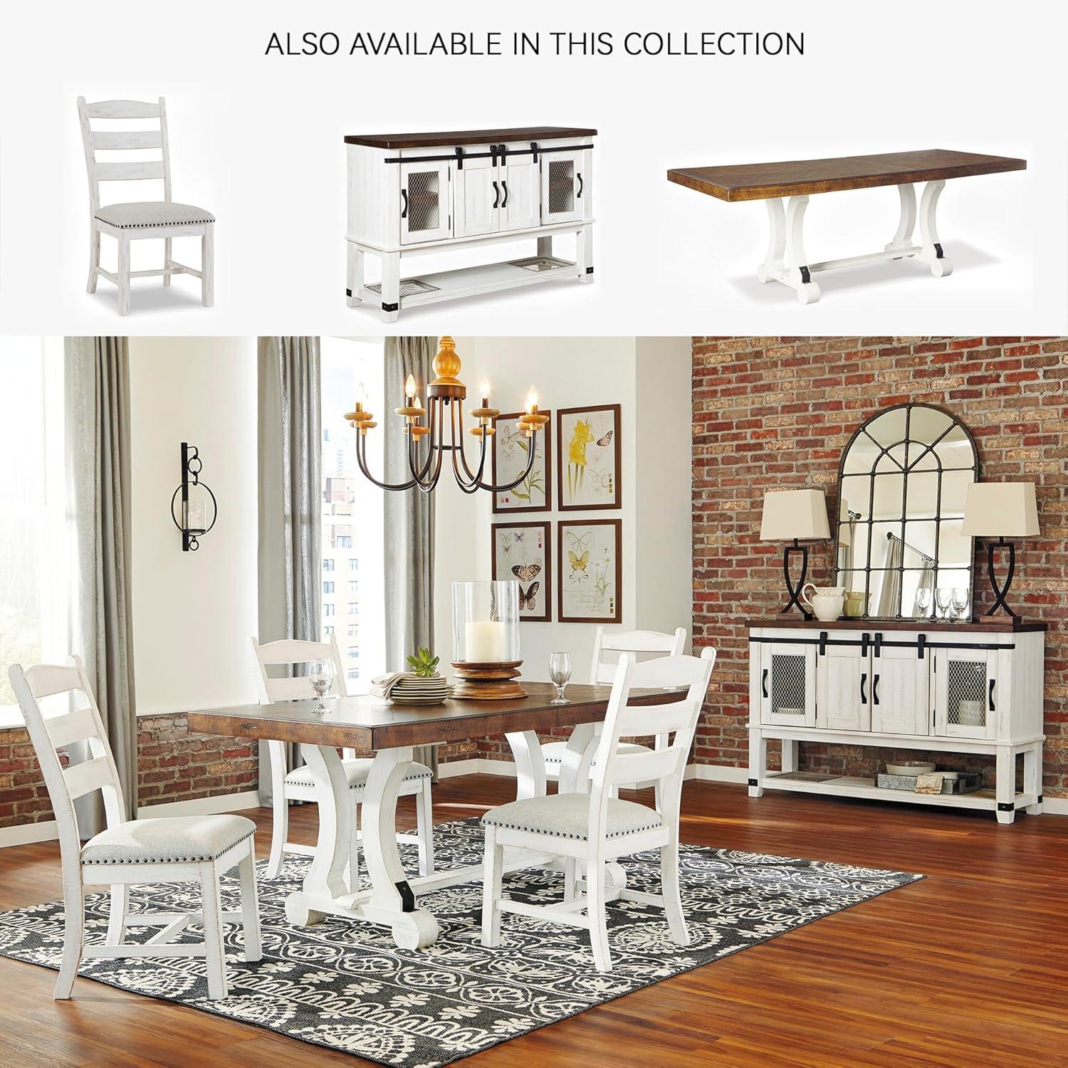 imageSignature Design by Ashley Valebeck Farmhouse Dining Room Server or Buffet Cabinet White ampamp BrownCabinet