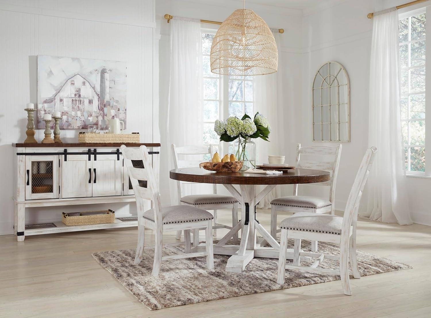imageSignature Design by Ashley Valebeck Farmhouse Dining Room Server or Buffet Cabinet White ampamp BrownCabinet