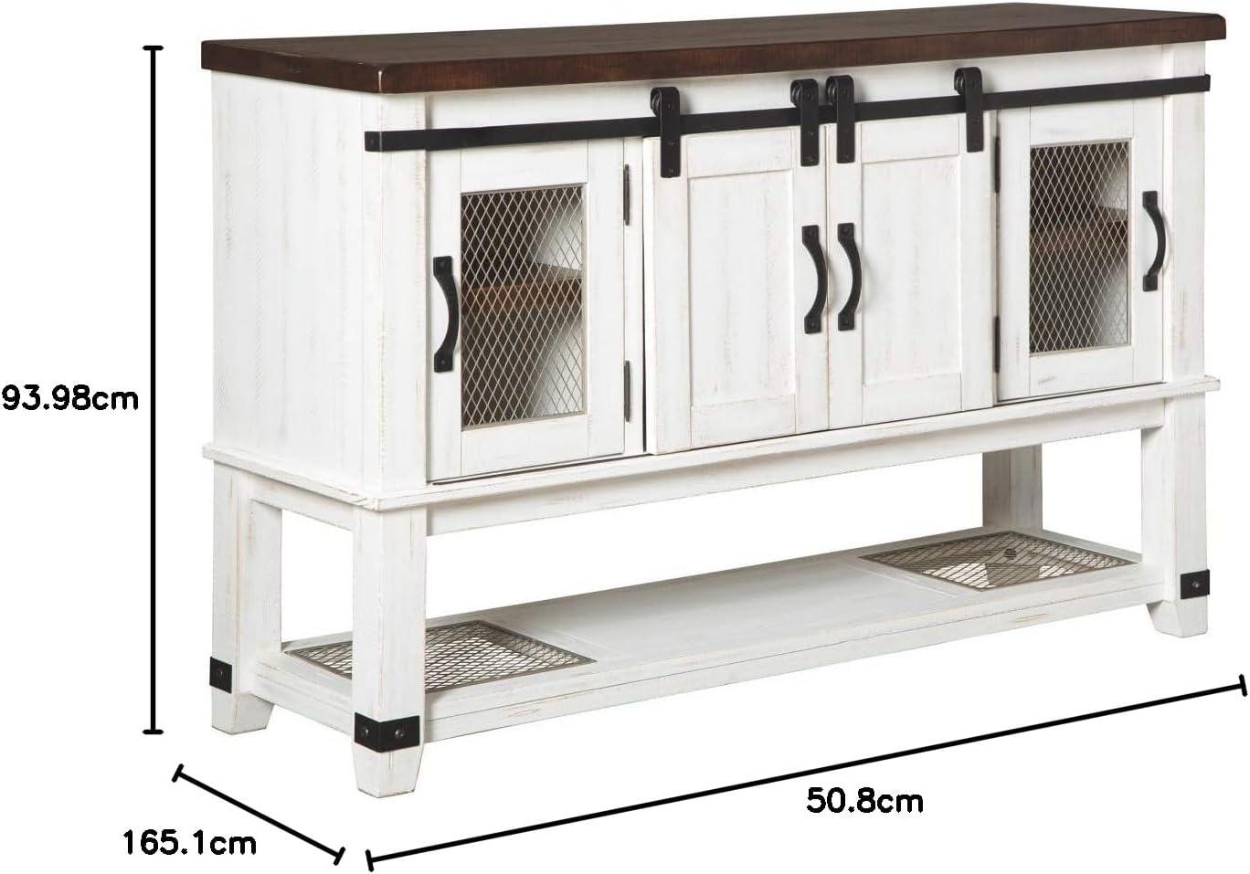 imageSignature Design by Ashley Valebeck Farmhouse Dining Room Server or Buffet Cabinet White ampamp BrownCabinet