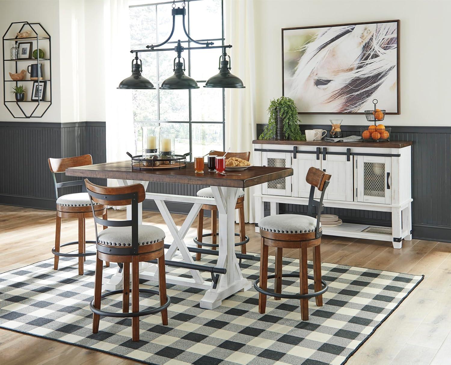 imageSignature Design by Ashley Valebeck Farmhouse Dining Room Server or Buffet Cabinet White ampamp BrownCabinet