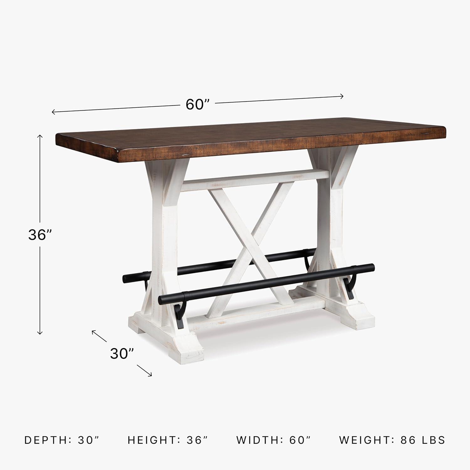 imageSignature Design by Ashley Valebeck Farmhouse Rectangular Extension Dining Table Fits up to 8 White ampamp BrownCounter