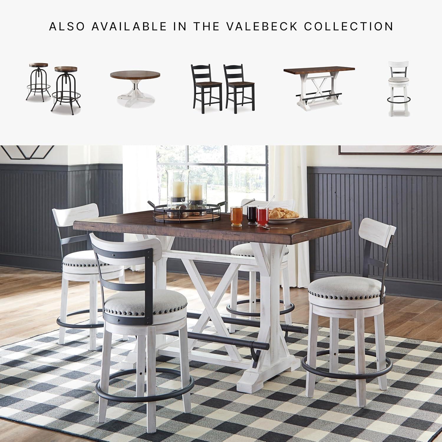 imageSignature Design by Ashley Valebeck Farmhouse Rectangular Extension Dining Table Fits up to 8 White ampamp BrownCounter