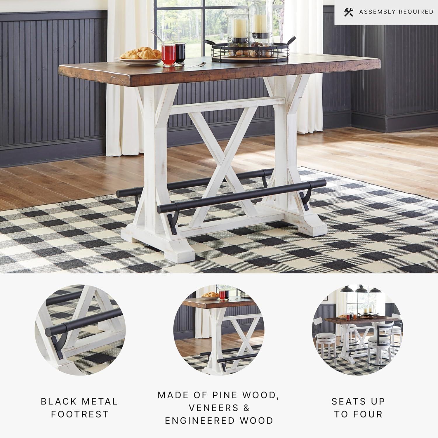 imageSignature Design by Ashley Valebeck Farmhouse Rectangular Extension Dining Table Fits up to 8 White ampamp BrownCounter