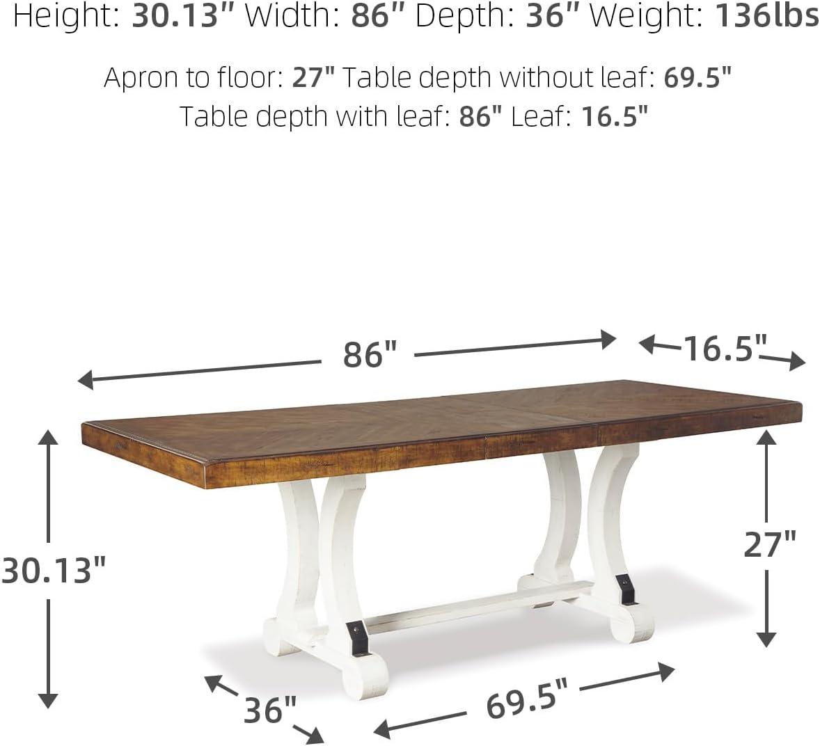imageSignature Design by Ashley Valebeck Farmhouse Rectangular Extension Dining Table Fits up to 8 White ampamp BrownStandard
