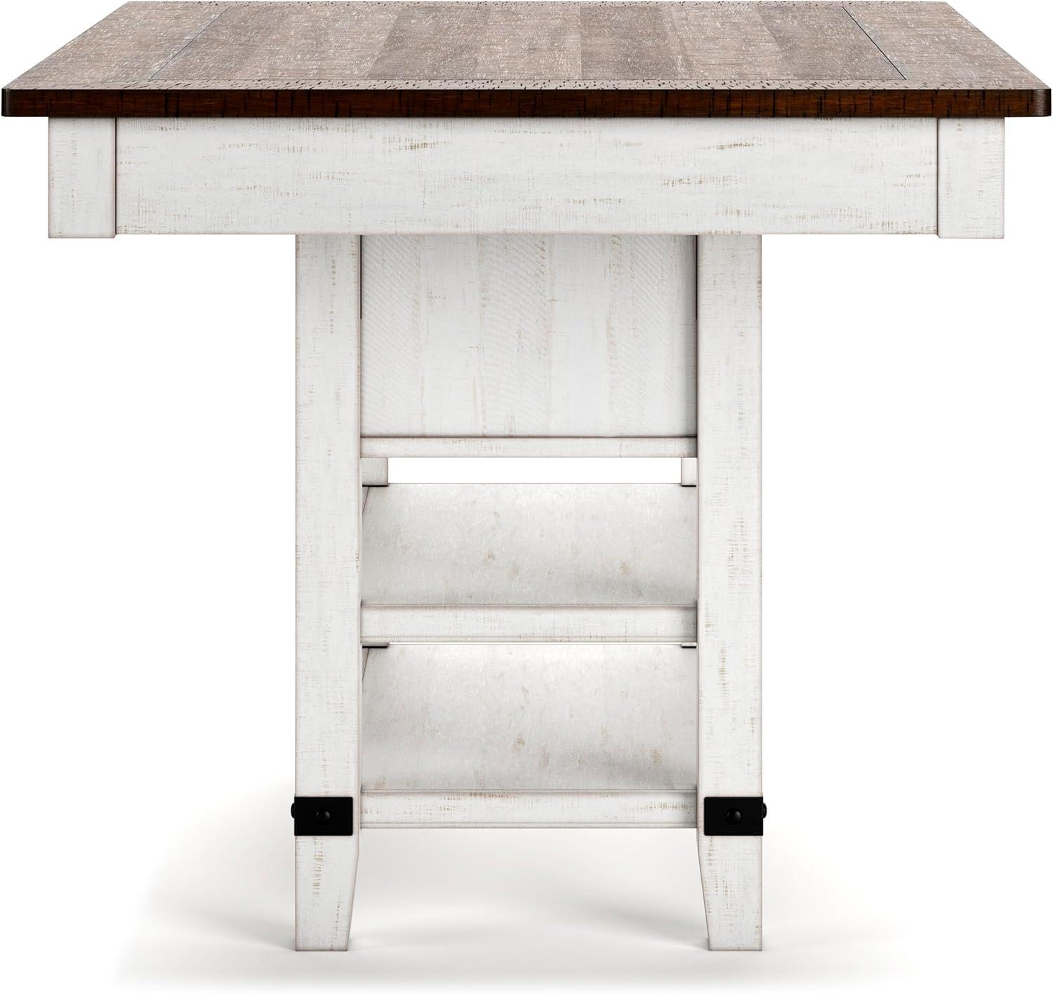 imageSignature Design by Ashley Valebeck Rectangular Dining Room Table 4 Drawers 2 Open Shelves Wine Rack Wood 60quot W x 40quot D x 3613quot H White ampamp Brown