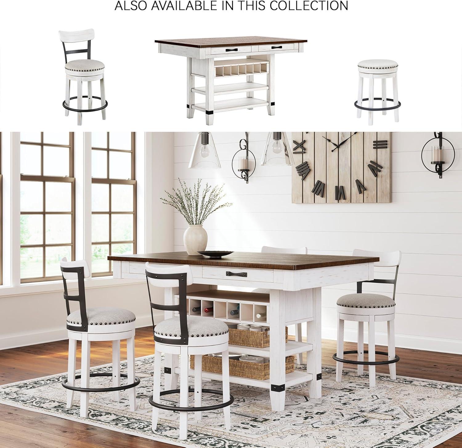 imageSignature Design by Ashley Valebeck Rectangular Dining Room Table 4 Drawers 2 Open Shelves Wine Rack Wood 60quot W x 40quot D x 3613quot H White ampamp Brown