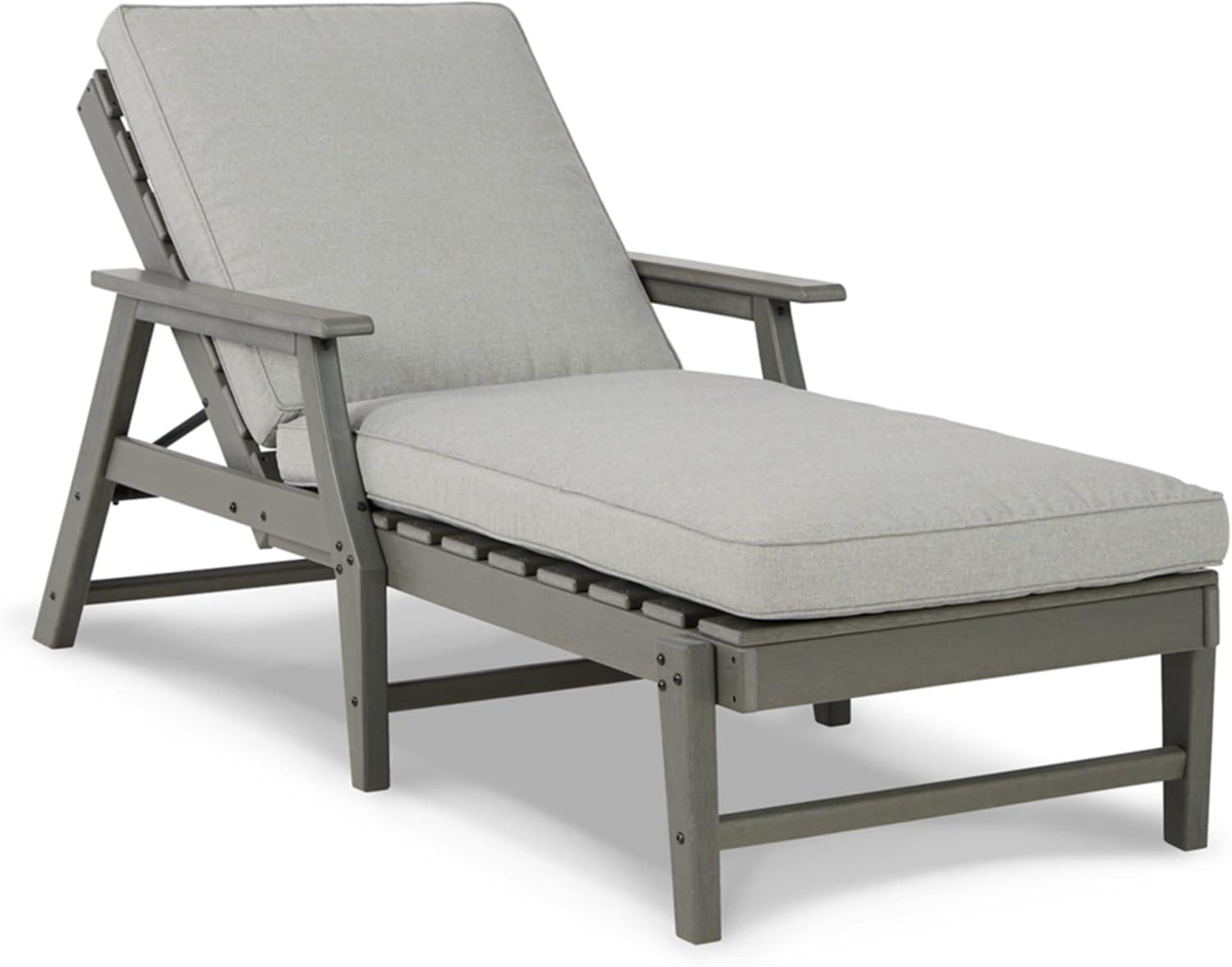 imageSignature Design by Ashley Visola Contemporary Outdoor Cushioned Chaise Lounge with Adjustable Backrest Nuvella Weather Resistant Fabric GrayChaise Lounge with Cushion