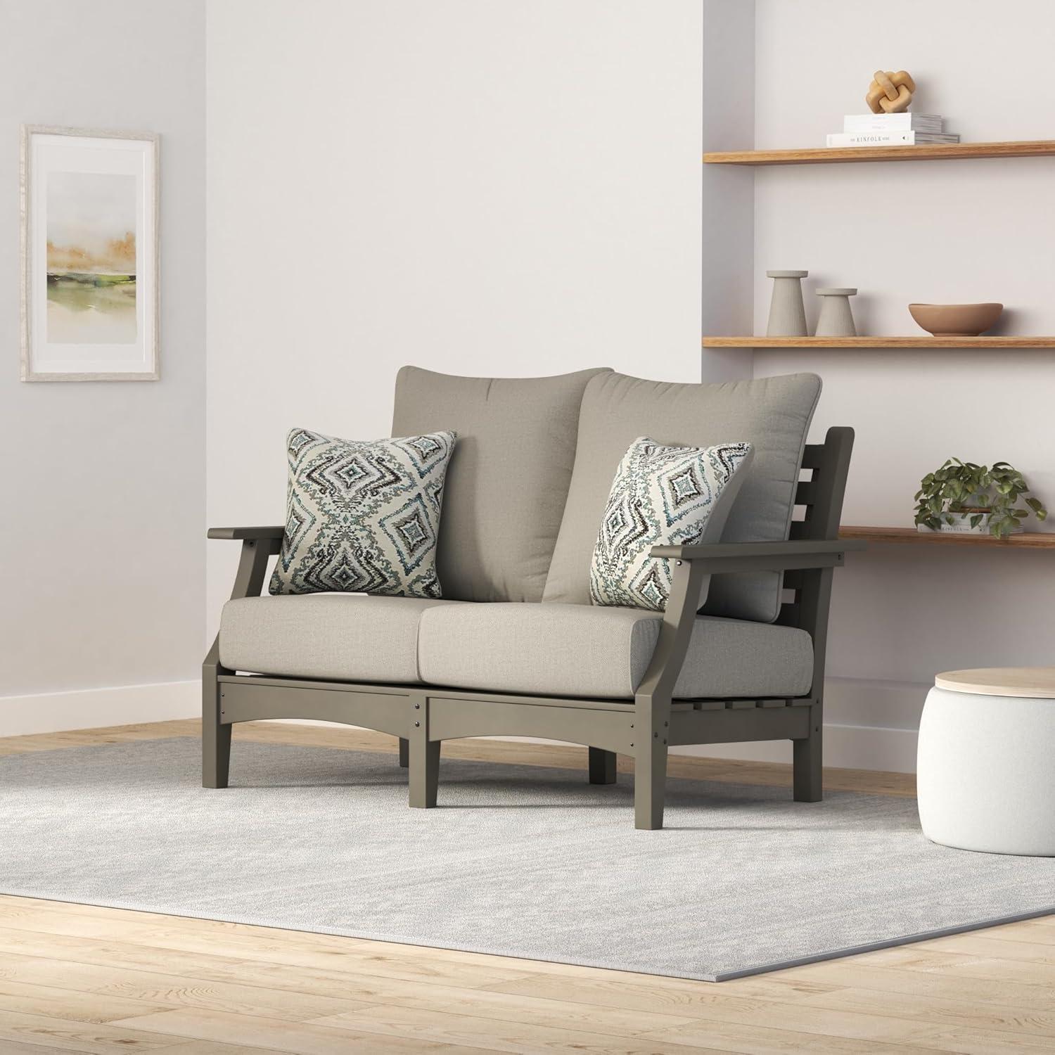 imageSignature Design by Ashley Visola Contemporary Outdoor Cushioned Chaise Lounge with Adjustable Backrest Nuvella Weather Resistant Fabric GrayLoveseat