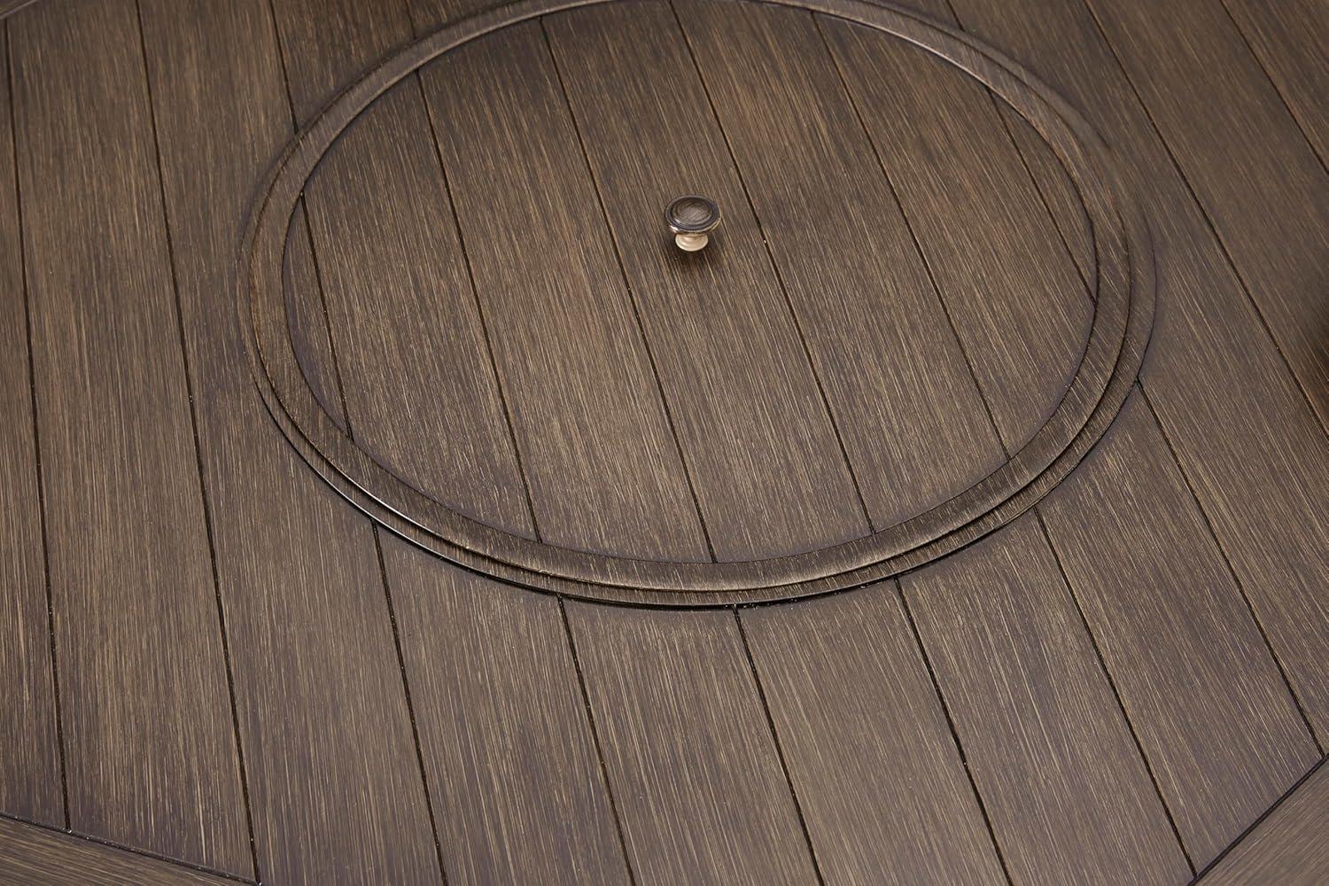 imageSignature Design by Ashley Walton Bridge Casual Outdoor Bar Table with Fire Pit and Storage Light BrownDark Brown