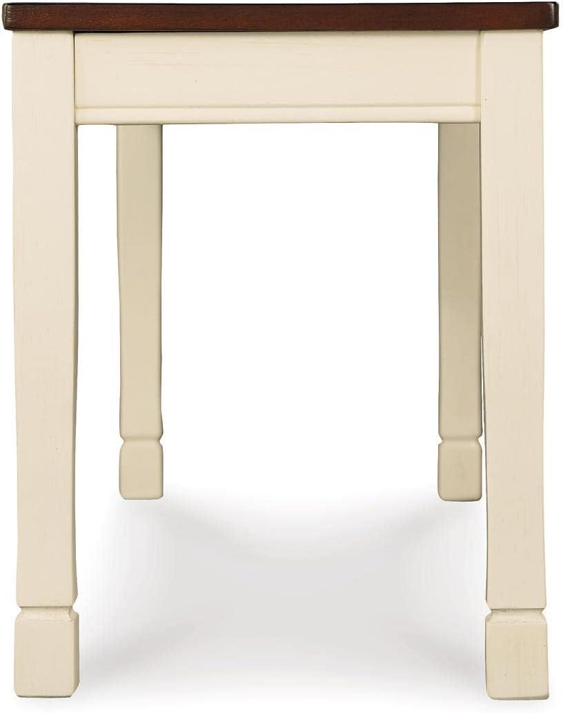 imageSignature Design by Ashley Whitesburg Cottage Rectangular Dining Bench Brown ampamp Antique WhiteWhite