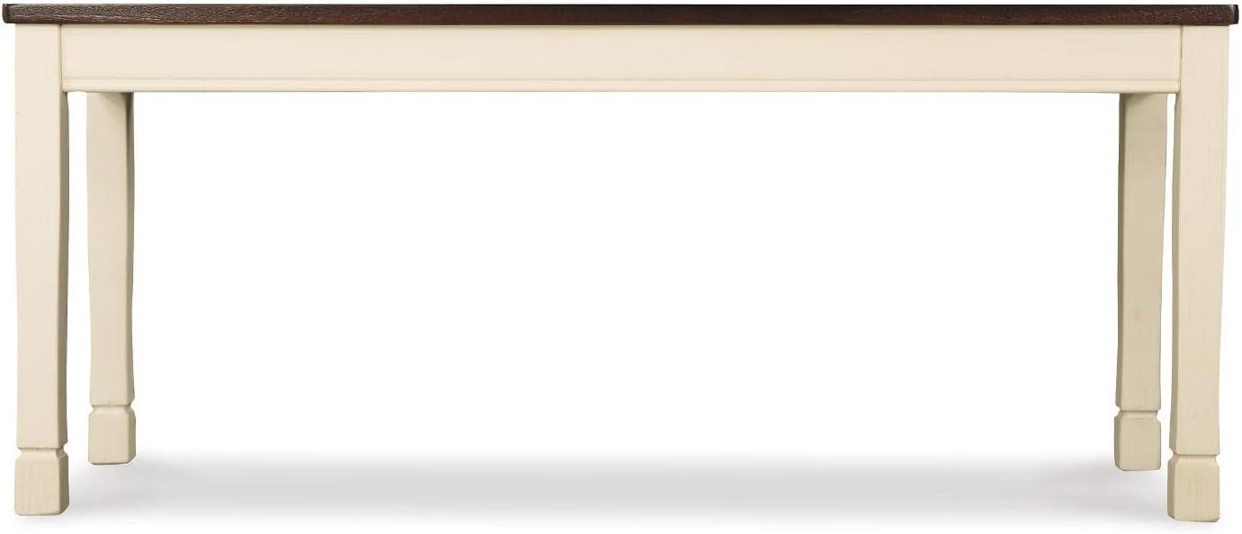 imageSignature Design by Ashley Whitesburg Cottage Rectangular Dining Bench Brown ampamp Antique WhiteWhite