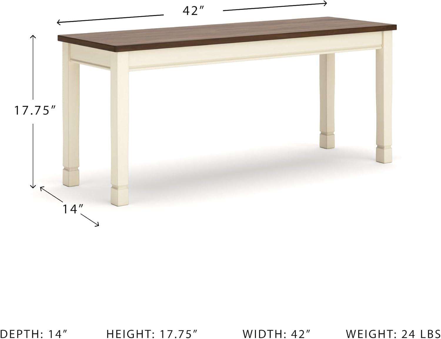 imageSignature Design by Ashley Whitesburg Cottage Rectangular Dining Bench Brown ampamp Antique WhiteWhite