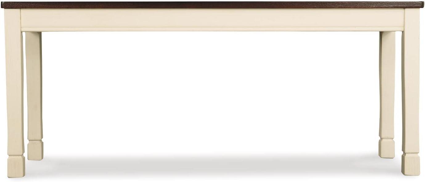 imageSignature Design by Ashley Whitesburg Cottage Rectangular Dining Bench Brown ampamp Antique WhiteWhite