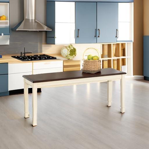 imageSignature Design by Ashley Whitesburg Cottage Rectangular Dining Bench Brown ampamp Antique WhiteWhite