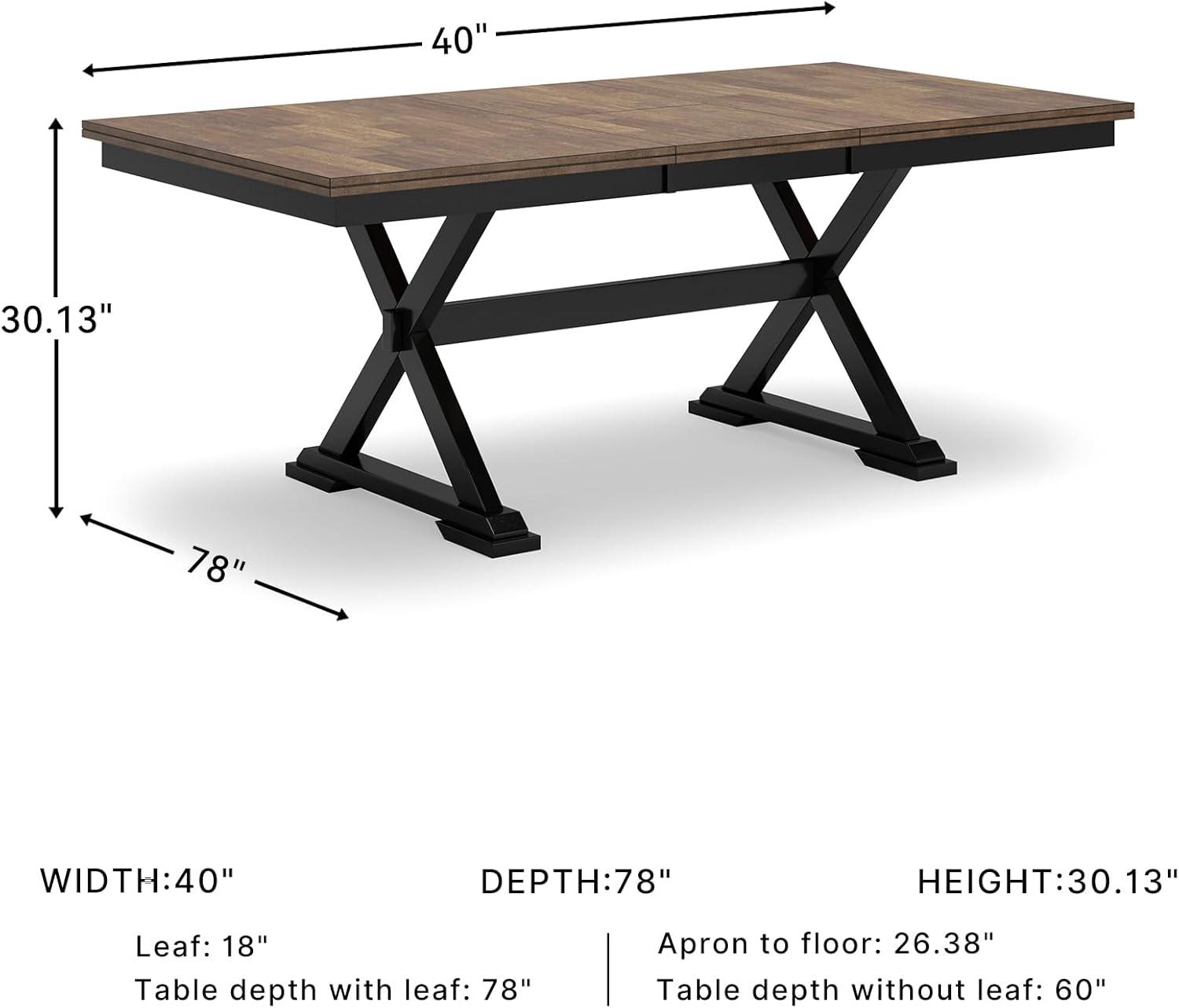 imageSignature Design by Ashley Wildenauer Dining Extension Table SelfStoring Butterfly Leaf Seats 8 Hardwood Solids 40quot W x 78quot D x 3013quot H Black ampamp Dark Brown