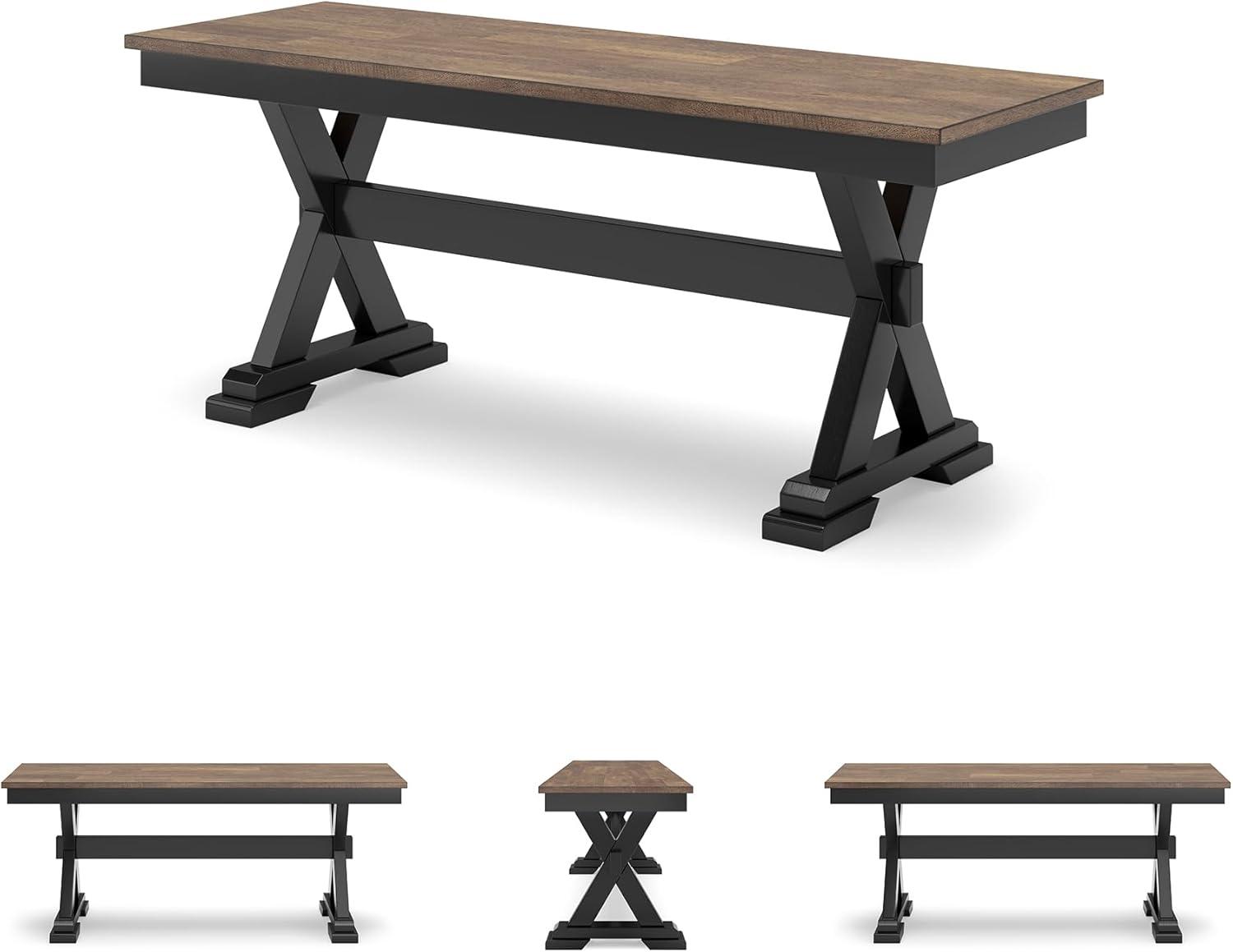 imageSignature Design by Ashley Wildenauer Farmhouse 50quot Dining Bench Dark Brown ampamp Black