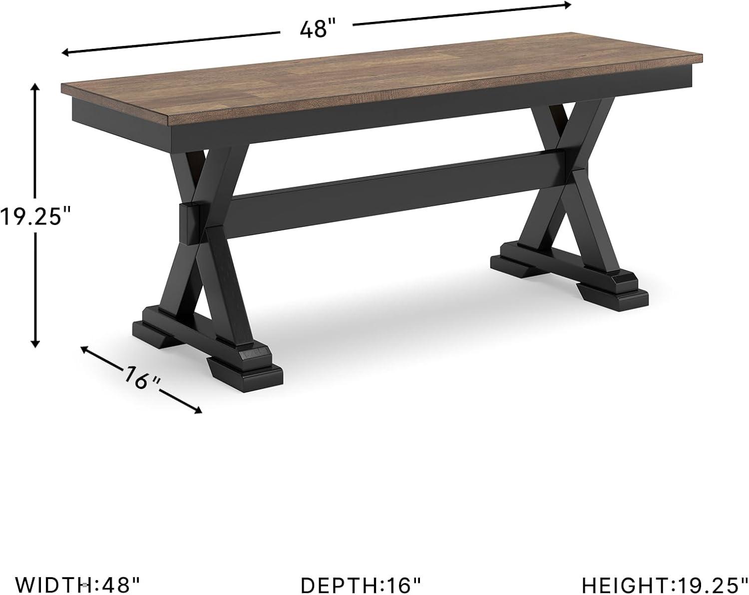 imageSignature Design by Ashley Wildenauer Farmhouse 50quot Dining Bench Dark Brown ampamp Black
