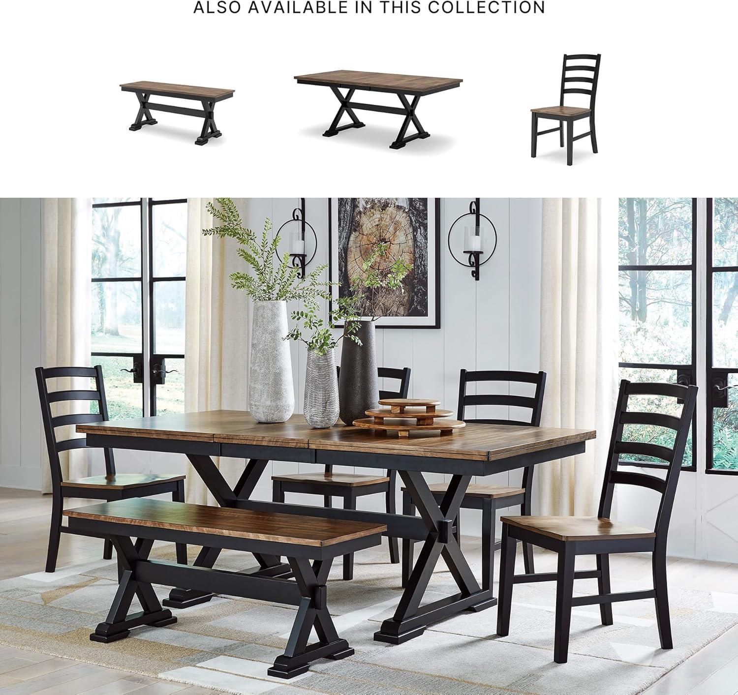 imageSignature Design by Ashley Wildenauer Farmhouse 50quot Dining Bench Dark Brown ampamp Black