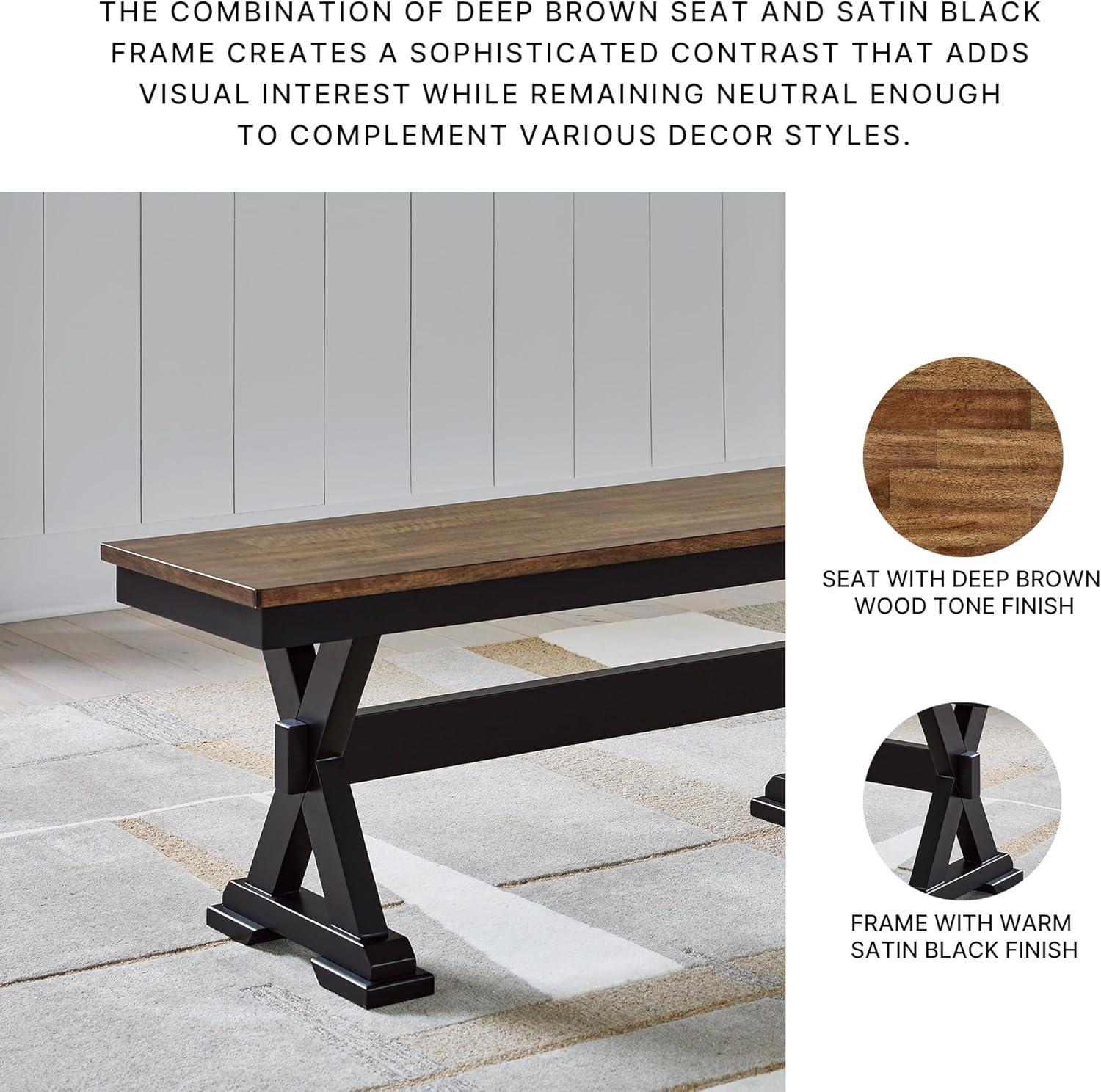 imageSignature Design by Ashley Wildenauer Farmhouse 50quot Dining Bench Dark Brown ampamp Black