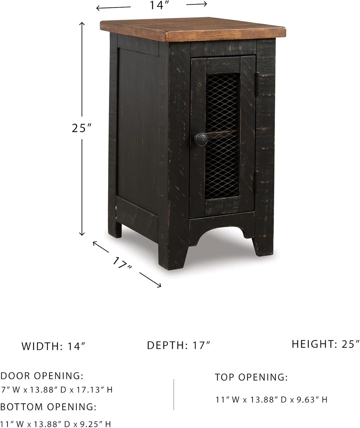 imageSignature Design by Ashley Wystfield Farmhouse Chair Side End Table with Cabinet Door for Storage White ampamp Brown with Distressed FinishBlack
