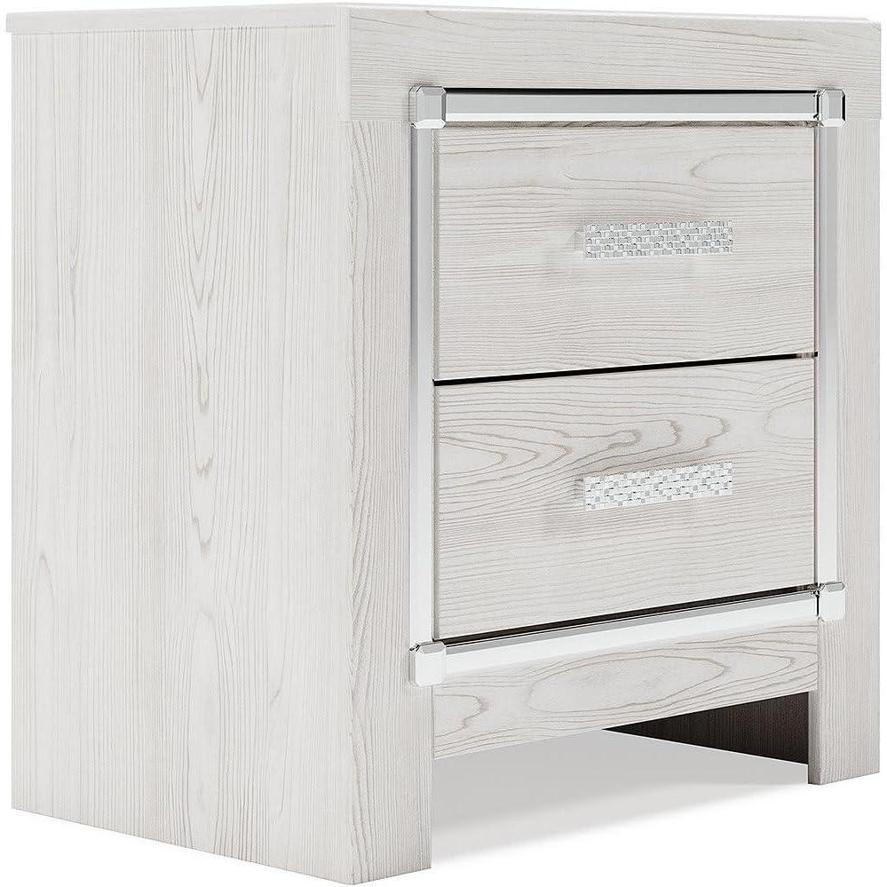 imageSignature Design by Ashley Altyra Contemporary Nightstand with 2 Storage Drawers USB and Wireless Charging ChromeTone Handles Wood 2441quot High WhiteWhite