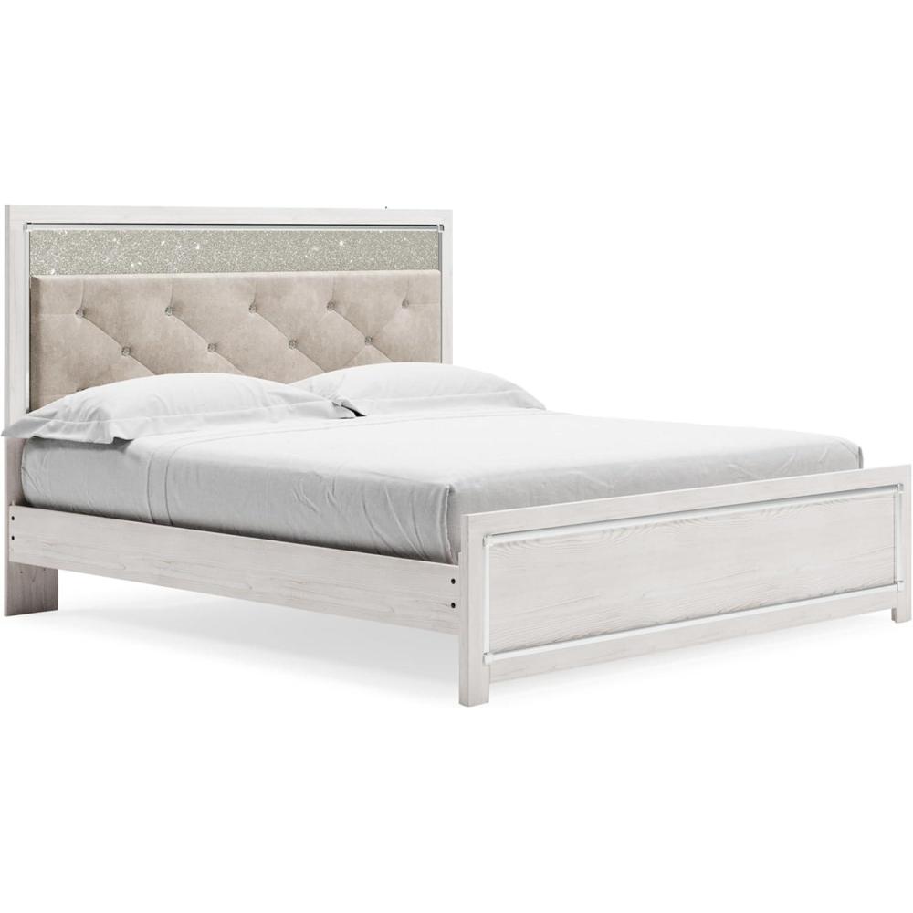 imageSignature Design by Ashley Altyra Modern SmoothGliding 6Drawer Dresser and Mirror with Safety Stop WhiteKing Panel Bed with Rails