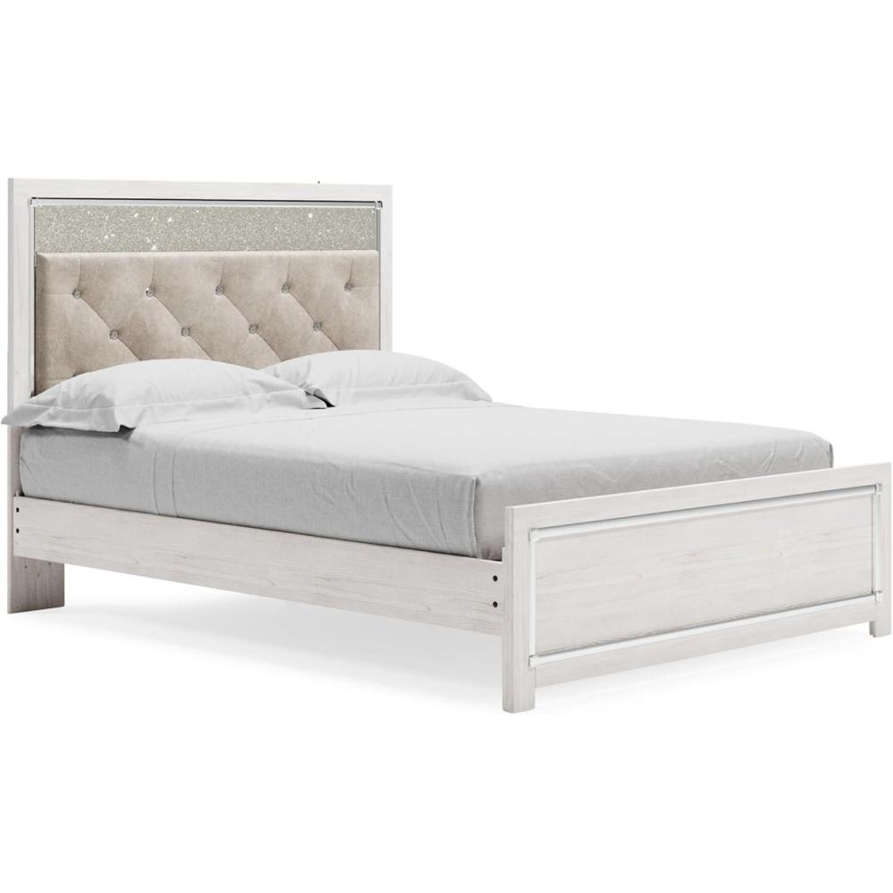 imageSignature Design by Ashley Altyra Modern SmoothGliding 6Drawer Dresser and Mirror with Safety Stop WhiteQueen Panel Bed with Slats