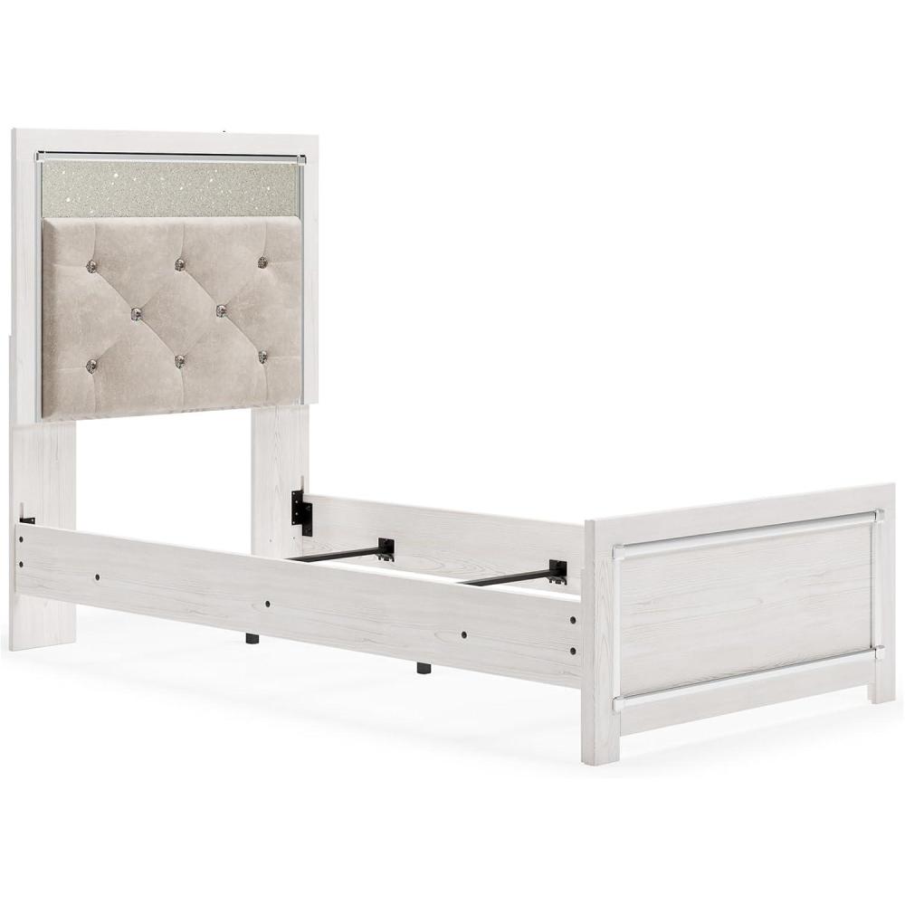 imageSignature Design by Ashley Altyra Modern SmoothGliding 6Drawer Dresser and Mirror with Safety Stop WhiteTwin Panel Bed