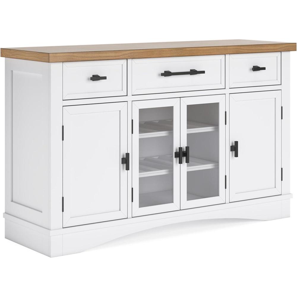 imageSignature Design by Ashley Ashbryn Casual Dining Server with FeltLined Drawers and Safety Stop White ampamp Light Brown
